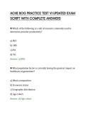 ACHE BOG PRACTICE TEST VI UPDATED EXAM&NewLine;SCRIPT WITH COMPLETE ANSWERS