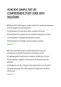 ACHE BOG SAMPLE TEST 201&NewLine;COMPREHENSIVE STUDY GUIDE WITH&NewLine;SOLUTIONS