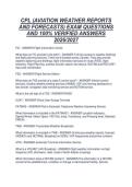 CPL &lpar;AVIATION WEATHER REPORTS&NewLine;AND FORECASTS&rpar; EXAM QUESTIONS&NewLine;AND 100&percnt; VERIFIED ANSWERS&NewLine;2026&sol;2027
