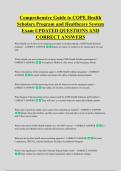 Comprehensive Guide to COPE Health &NewLine;Scholars Program and Healthcare System &NewLine;Exam UPDATED QUESTIONS AND &NewLine;CORRECT ANSWERS