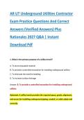 AR UT Underground Utilities Contractor &NewLine;Exam Practice Questions And Correct &NewLine;Answers &lpar;Verified Answers&rpar; Plus &NewLine;Rationales 2027 Q&A &vert; Instant &NewLine;Download Pdf 