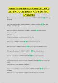 Junior Health Scholars Exam UPDATED &NewLine;ACTUAL QUESTIONS AND CORRECT &NewLine;ANSWERS