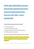 AR WL Water Well Drilling Contractor &NewLine;Exam Practice Questions And Correct &NewLine;Answers &lpar;Verified Answers&rpar; Plus &NewLine;Rationales 2027 Q&A &vert; Instant &NewLine;Download Pdf