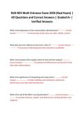 NLN NEX Math Entrance Exam 2026 &lpar;Real Exam&rpar; &vert; All Questions and Correct Answers &vert; Graded A&plus; &vert; Verified Answers