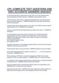 CPL COMPLETE TEST QUESTIONS AND&NewLine;100&percnt; ACCURATE ANSWERS 2026&sol;2027