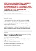 DRE FINAL KNOWLEDGE EXAM 2026&sol;2027 &vert; 200 PRACTICE QUESTIONS&comma; VERIFIED ANSWERS & DETAILED RATIONALES &vert; DRUG RECOGNITION EXPERT CERTIFICATION PREP &vert; GRADED A&plus; &vert; JUST RELEASED PDF
