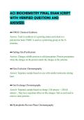 ACS BIOCHEMISTRY FINAL EXAM SCRIPT&NewLine;WITH VERIFIED QUESTIONS AND&NewLine;ANSWERS