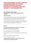 HEALTH ASSESSMENT ATI EXAM 1 2026&sol;2027 &vert; STRATEGIES REVIEW&comma; KEY QUIZZES&comma; VERIFIED ANSWERS & DETAILED RATIONALES &vert; ATI NURSING EXAM PREP &vert; GRADED A&plus; &vert; JUST RELEASED PDF
