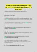 Healthcare Marketing Exam UPDATED &NewLine;ACTUAL QUESTIONS AND CORRECT &NewLine;ANSWERS