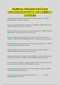 Healthcare Marketing Final Exam &NewLine;UPDATED QUESTIONS AND CORRECT &NewLine;ANSWERS