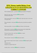 BTEC Human Applied Biology Exam &NewLine;UPDATED ACTUAL QUESTIONS AND &NewLine;CORRECT ANSWERS