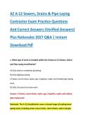 AZ A-12 Sewers&comma; Drains & Pipe Laying &NewLine;Contractor Exam Practice Questions &NewLine;And Correct Answers &lpar;Verified Answers&rpar; &NewLine;Plus Rationales 2027 Q&A &vert; Instant &NewLine;Download Pdf 