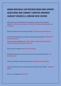 SARAH MICHELLE LIVE REVIEW EXAM 2026 UPDATE&NewLine;QUESTIONS AND CORRECT VERIFIED ANSWERS&NewLine;ALREADY GRADED A&plus; &lpar;BRAND NEW VISION&rpar;
