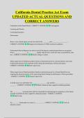 California Dental Practice Act Exam &NewLine;UPDATED ACTUAL QUESTIONS AND &NewLine;CORRECT ANSWERS