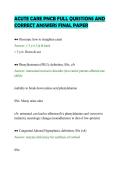 ACUTE CARE PNCB FULL QUESTIONS AND&NewLine;CORRECT ANSWERS FINAL PAPER
