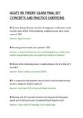 ACUTE HD THEORY CLASS FINAL KEY&NewLine;CONCEPTS AND PRACTICE QUESTIONS