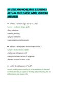 ACUTE LYMPHOBLASTIC LEUKEMIA&NewLine;ACTUAL TEST PAPER WITH VERIFIED&NewLine;ANSWERS