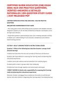 CERTIFIED NURSE EDUCATOR &lpar;CNE&rpar; EXAM 2026 &vert; NLN CNE PRACTICE QUESTIONS&comma; VERIFIED ANSWERS & DETAILED RATIONALES &vert; 200-QUESTION STUDY GUIDE &vert; JUST RELEASED PD
