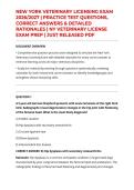 NEW YORK VETERINARY LICENSING EXAM 2026&sol;2027 &vert; PRACTICE TEST QUESTIONS&comma; CORRECT ANSWERS & DETAILED RATIONALES &vert; NY VETERINARY LICENSE EXAM PREP &vert; JUST RELEASED PDF