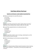 Club Pilates Written Final Exam Questions and Answers&vert; Latest Update&vert; Guaranteed Pass
