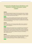 Community Health Exam Questions and&NewLine;Answers Verified Solutions Latest&NewLine;Update
