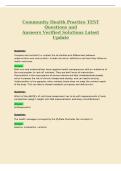 Community Health Practice TEST&NewLine;Questions and&NewLine;Answers Verified Solutions Latest&NewLine;Update