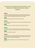 Community Health Exam Questions and&NewLine;Answers Verified Solutions Latest&NewLine;Update
