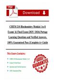 CHEM 210 Biochemistry Module 1 to 8 Exams' & Final Exam &lpar;2025 &sol; 2026&rpar; Portage Learning Questions and Verified Answers&comma; 100&percnt; Guaranteed Pass &vert;&vert;Complete A&plus; Guide&NewLine;