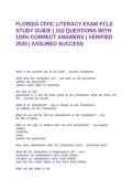 FLORIDA CIVIC LITERACY EXAM FCLE STUDY GUIDE &vert; 153 QUESTIONS WITH 100&percnt; CORRECT ANSWERS &vert; VERIFIED 2025 &vert; ASSURED SUCCESS&NewLine;&NewLine;
