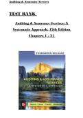 Test Bank for Auditing & Assurance Services&colon; A Systematic Approach&comma; 12th Edition by William F&period; Messier Jr&period;&comma; Steven M&period; Glover&comma; Douglas F&period; Prawitt & Brant Christensen &vert; Chapters 1&ndash;21 Complete &vert; Questions & Answers &vert; 2027&NewLine;