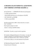 ACHE BOG EXAM PAPER FULL QUESTIONS&NewLine;AND VERIFIED ANSWERS GRADED A&plus;