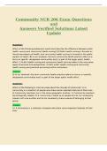 Community NUR 206 Exam Questions&NewLine;and&NewLine;Answers Verified Solutions Latest&NewLine;Update