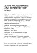 ADVANCED PHARMACOLOGY NSG 533&NewLine;ACTUAL QUESTIONS AND CORRECT&NewLine;ANSWERS