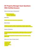 DC Property Manager Exam Questions With Verified Answers  &NewLine;