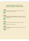 Exam Questions and Answers&NewLine;Verified Solutions Latest Update