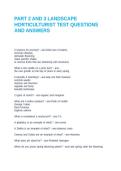 PART 2 AND 3 LANDSCAPE HORTICULTURIST TEST QUESTIONS AND ANSWERS