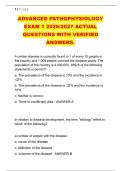 ADVANCED PATHOPHYSIOLOGY &NewLine;EXAM 1 2026&sol;2027 ACTUAL &NewLine;QUESTIONS WITH VERIFIED &NewLine;ANSWERS&period; 