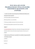 WGU D116 ADVANCED&NewLine;PHARMACOLOGY FINAL EXAM PRE-&NewLine;ASSESSMENT QUESTIONS AND&NewLine;ANSWERS