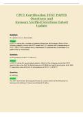 CPCT Certification TEST PAPER&NewLine;Questions and&NewLine;Answers Verified Solutions Latest&NewLine;Update
