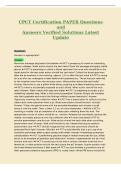 CPCT Certification PAPER Questions&NewLine;and&NewLine;Answers Verified Solutions Latest&NewLine;Update