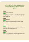 CPCT Practice EXAM Questions and&NewLine;Answers Verified Solutions Latest&NewLine;Update
