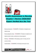 Health Assessment in Nursing Chapter 1 Review Questions & Answers 2026&sol;2027 &vert; 35&plus; Questions &vert; Nursing Process&comma; Assessment Types&comma; Subjective & Objective Data