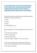 CA CNA WRITTEN EXAM &vert;&vert; MOST RECENT EXAM 2026&vert;2027 &NewLine;ACTUAL COMPLETE REAL EXAM QUESTIONS AND CORRECT &NewLine;ANSWERS &lpar;VERIFIED ANSWERS&rpar; ALREADY GRADED A&plus; &vert; &NewLine;GUARANTEED SUCCESS&excl;&excl; NEWEST EXAM &vert; JUST RELEASED&excl;&excl; 