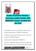 Health Promotion Module 1 Questions & Answers 2026&sol;2027 &vert; 40&plus; Questions &vert; Public Health&comma; Epidemiology&comma; CDC&comma; Health Determinants & Prevention