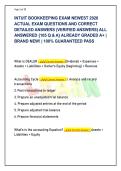 INTUIT BOOKKEEPING EXAM NEWEST 2026 &vert; ACTUAL EXAM QUESTIONS AND VERIFIED ANSWERS &lpar;105 Q&A&rpar; &vert; GRADED A&plus;
