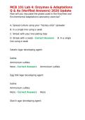 MCB 101 Lab 4 Enzymes & Adaptations Q & As &lpar;Verified Answers&rpar; 2026 Update