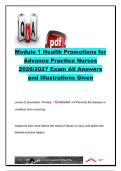 Health Promotion for Advanced Practice Nurses Module 1 Exam 2026&sol;2027 &vert; 40&plus; Questions &vert; Prevention Levels&comma; Health Promotion Models&comma; APRN Roles&comma; Healthy People 2020 & Population Health