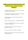 FANUC Actual Exam Study Questions with &NewLine;Verified Answers <Latest Version> &vert; &NewLine;Graded A&plus; 