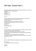 QFA Regs - Sample Paper 1 Questions with Verified Answers &lpar;2026&sol;2027&rpar;&NewLine;