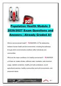 Population Health Module 3 Exam 2026&sol;2027 &vert; 90&plus; Questions & Answers &vert; Environmental Health&comma; Climate Change&comma; One Health&comma; Health Behavior Models & Health Literacy